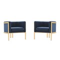 Manhattan Comfort Paramount Accent Armchair in Royal Blue and Polished Brass (Set of 2) 2-AC053-BL